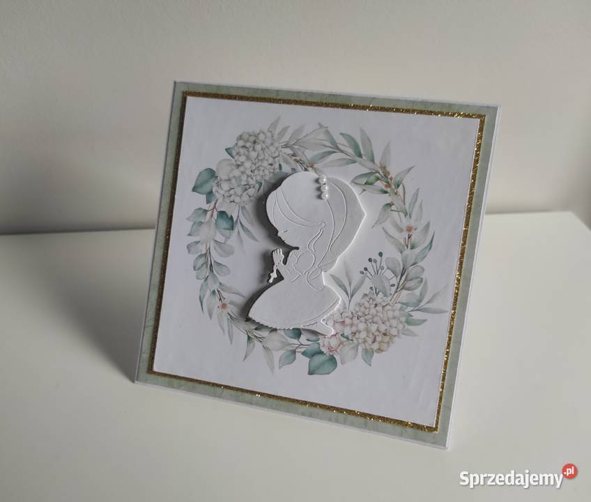 Kartka ręcznie robiona na Komunię Świętą Rękodzieło łódzkie Łódź