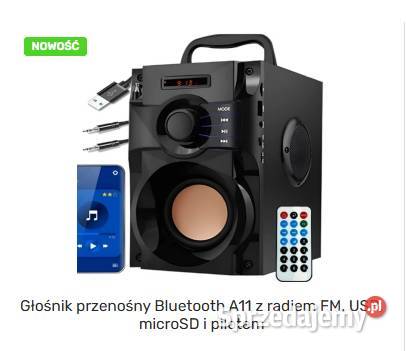 Głośnik przenośny Bluetooth A11 z radiem FM USB Pozostałe Łódź