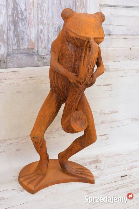 Ogromna Żeliwna Figura Żaba Grająca na