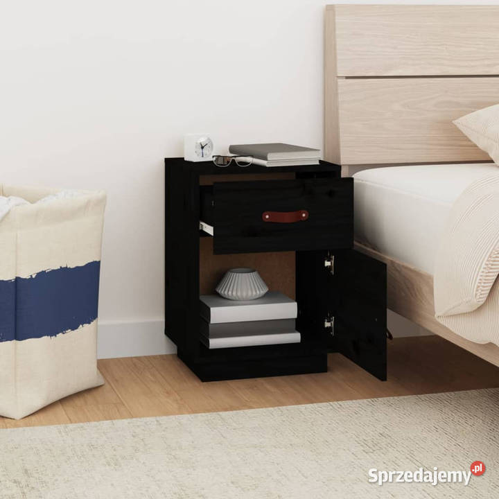 Szafka nocna czarna 40x34x55 lite drewno sosnowe Warszawa sprzedam