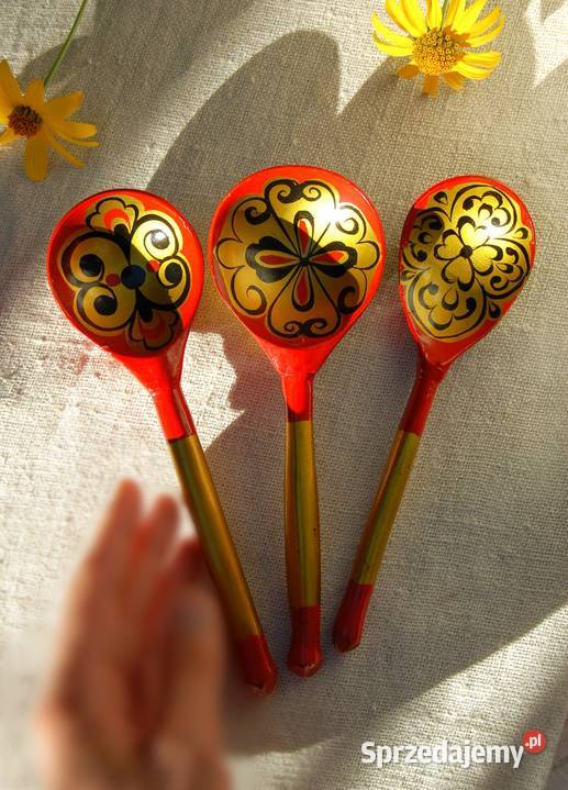 Chochłoma ręcznie malowane rosyjskie łyżki Pozostałe lubelskie
