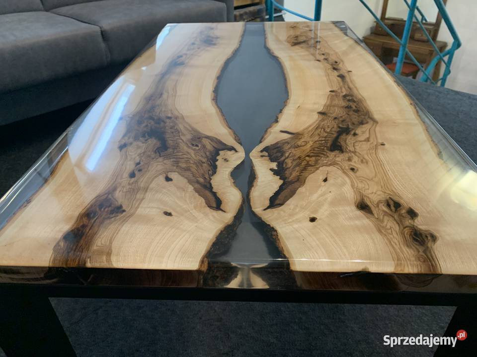 Stolik orzech włoski żywica połysk 107cm