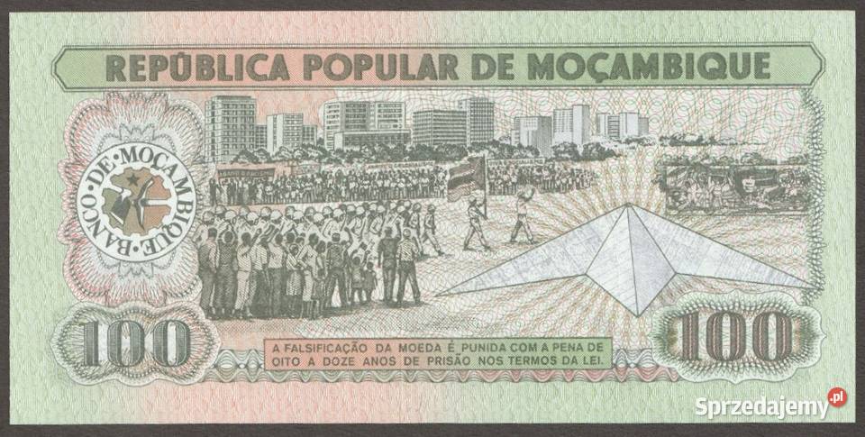MOZAMBIK 100 METICAIS 1980 AE STAN BANKOWY UNC