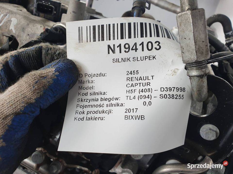SILNIK KOMPLETNY RENAULT CAPTUR H5FF408 12 TCE osobowe Lipno