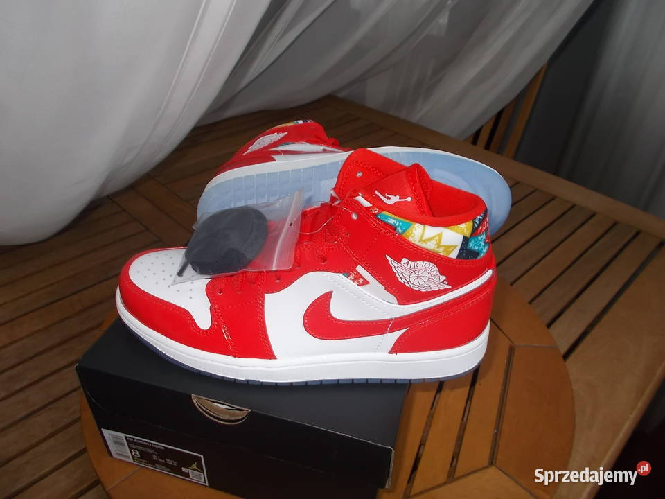 Nike JORDAN 1 Mid Barcelona Sweater Red Patent Sportowe