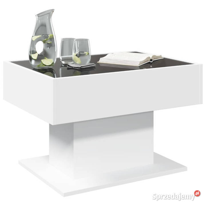 Stolik kawowy z LED biały 70x50x45 materiał sprzedam