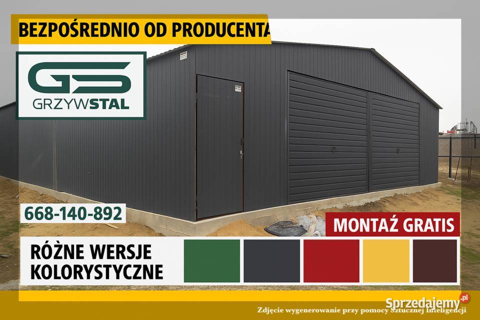 Garaż blaszany Grafitowy Garaże Magazyn Wiata pomorskie