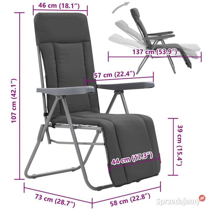 vidaXL Składane krzesła ogrodowe z poduszkami 2 mazowieckie Warszawa