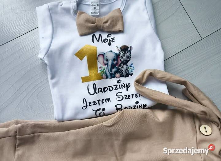 komplet na roczek chłopiec roczek beżowy safari sprzedam