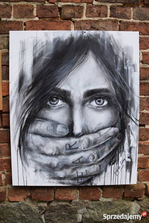 Duży obraz portret abstrakcja kobieta nowoczesny Malarstwo Warszawa