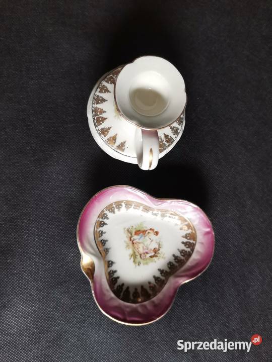 Stary świecznik kaganek i popielniczka porcelana Katowice