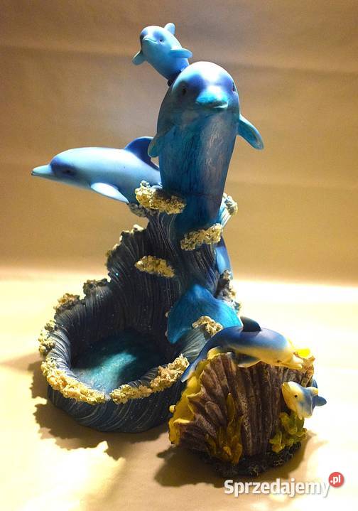 Delfiny duża figurka z żywicy wysokość 31 plus Chełmno