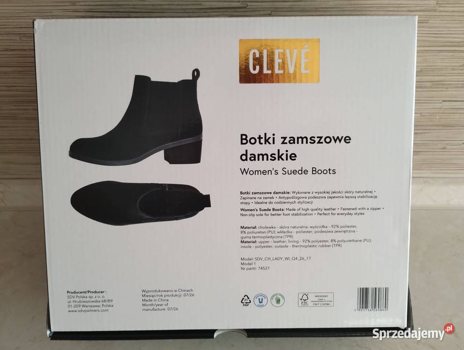 NOWE Buty damskie zamszowe botki CZARNE 39 skóra Kozaki śląskie Zabrze sprzedam