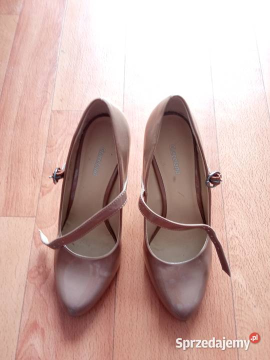 szpilki damskie z zapięcięm ciemny krem beż 38 lubelskie