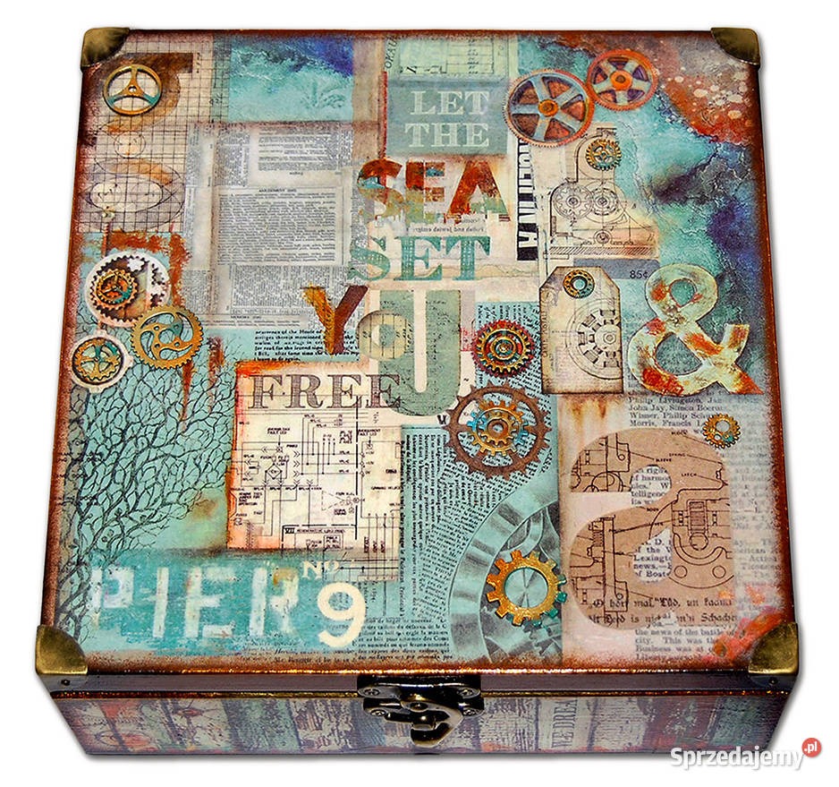 duża SZKATUŁKA pudełko drewniane SEA WORLD Rust Bydgoszcz