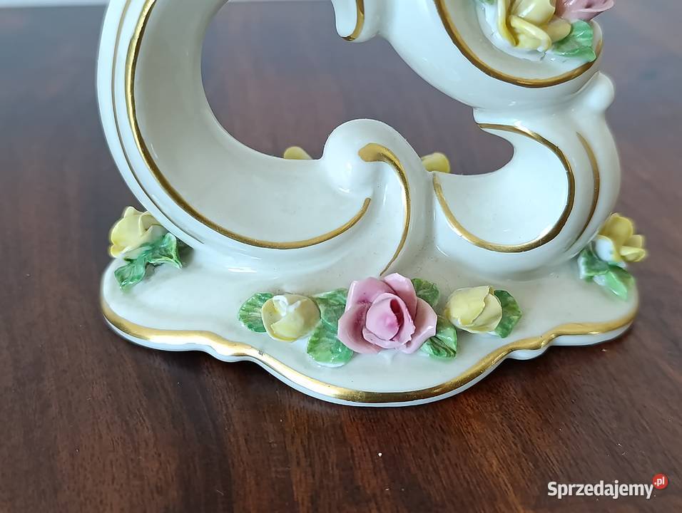 Porcelanowy świecznik Dresden z korona unikat Gdańsk