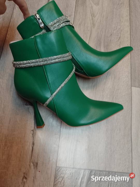 49 Zielone bogato zdobione botki Szpilki inna Kraków