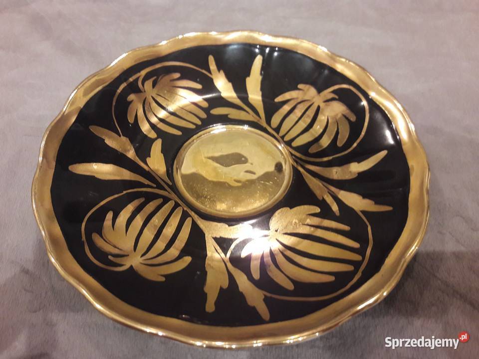 ĆMIELÓW Czarno Złoty Serwis Kawowy porcelana PRL śląskie Gliwice sprzedam
