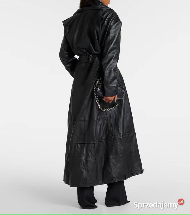 Jednorzędowy skórzany płaszcz Świdnica