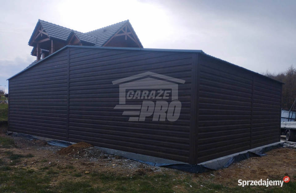 Garaż blaszany 9x6 2x Brama uchylna Ciemny sprzedam