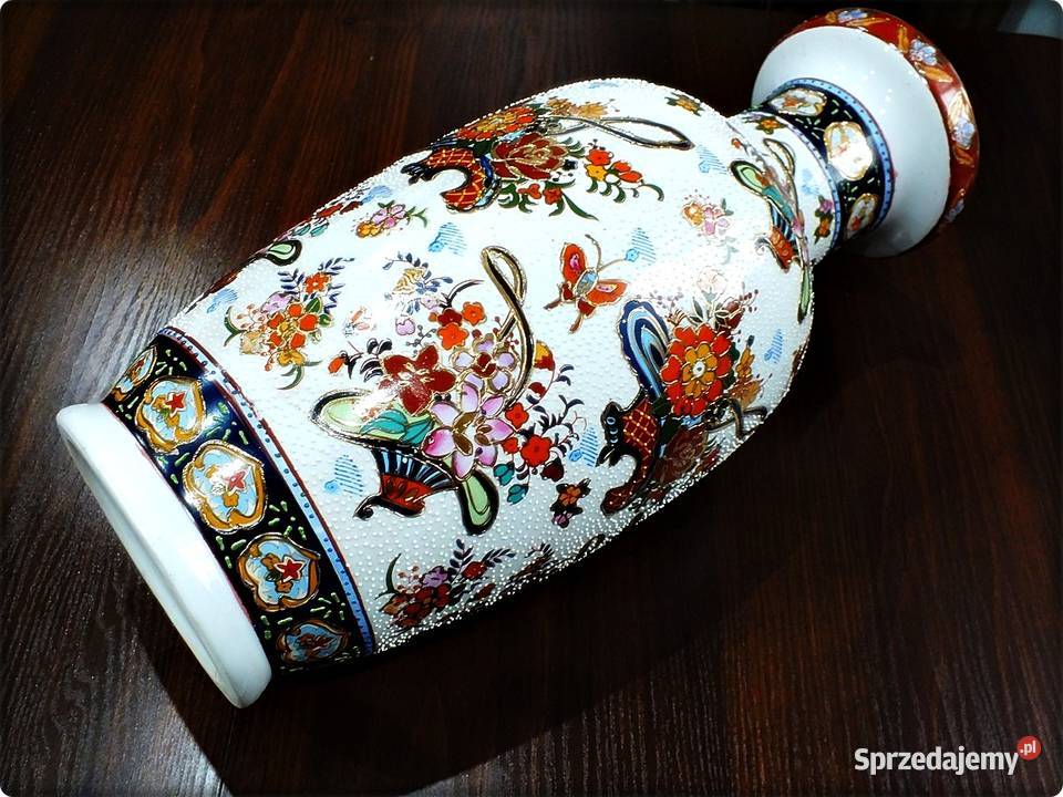Duży Wazon Porcelana ręcznie malowana Złotem wys Wazony Żary