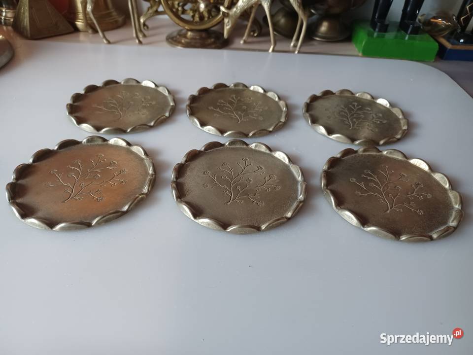 Komplet sześciu pięknych sygnowanych talerzyków Poznań