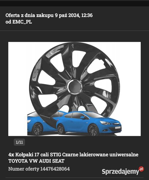 Kołpaki STIG 17 Czarne Uniwersalne Bełchatów