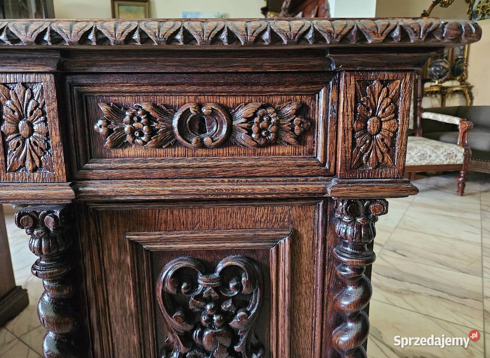 Dębowe biurko neorenesansowe z końca XIX wieku Meble zachodniopomorskie Szczecin sprzedam