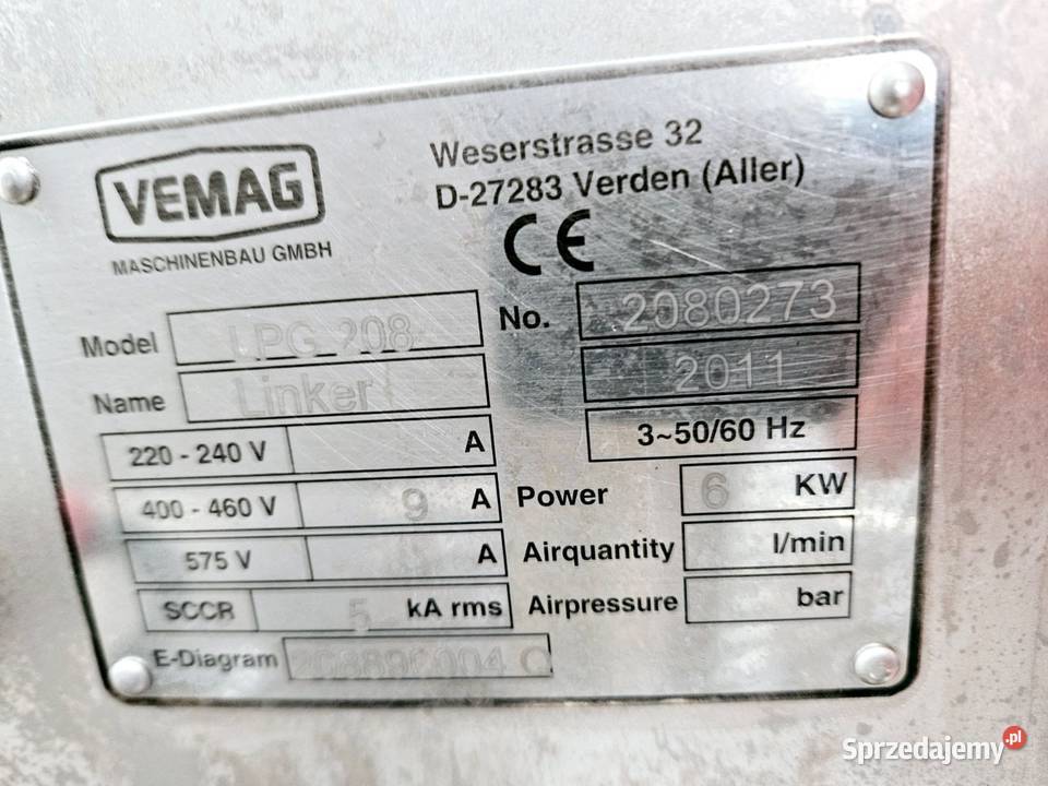 Linia do produkcji kiełbasy Vemag Nadziewarka Krotoszyn sprzedam