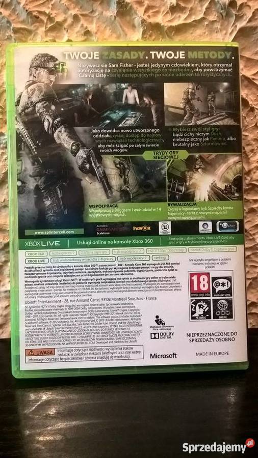 Splinter Cell Blacklist Xbox360 zachodniopomorskie Szczecin