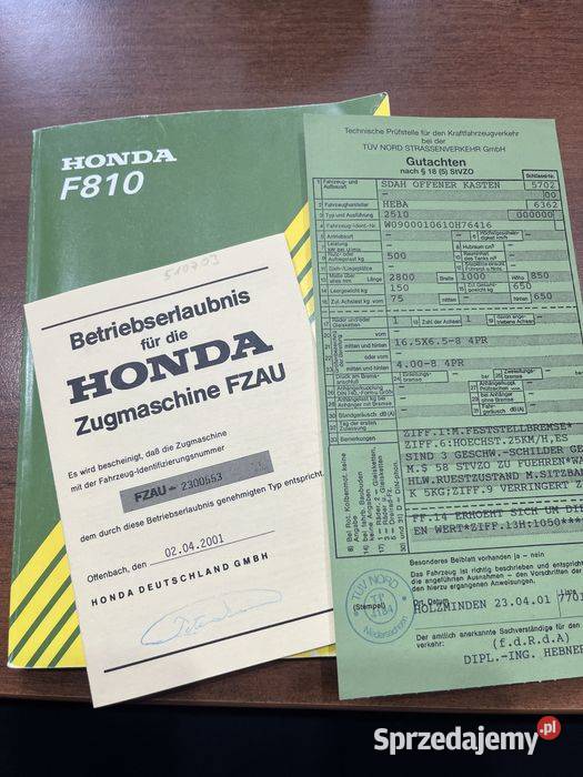 Ciągnik jednoosiowy Honda F810 7 2001r możliwość Tuliszków sprzedam