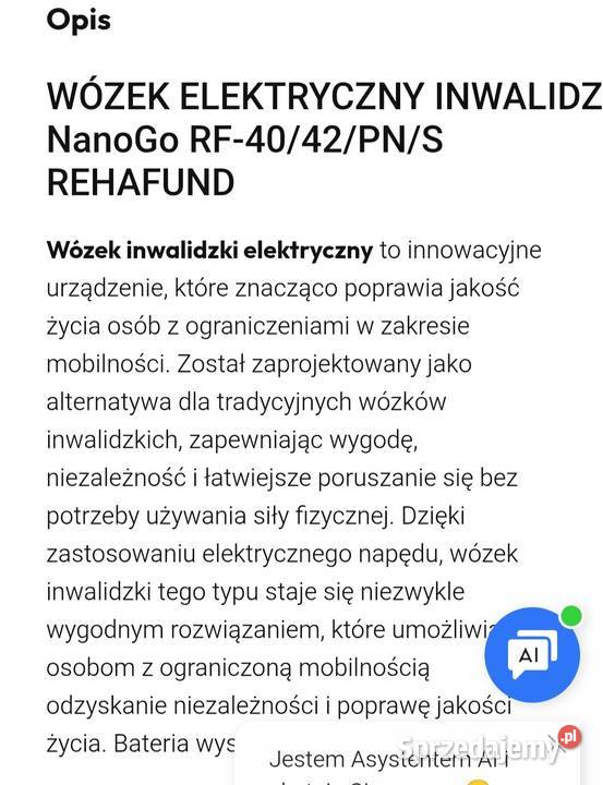 Elektryczny wózek inwalidzki Nowy śląskie