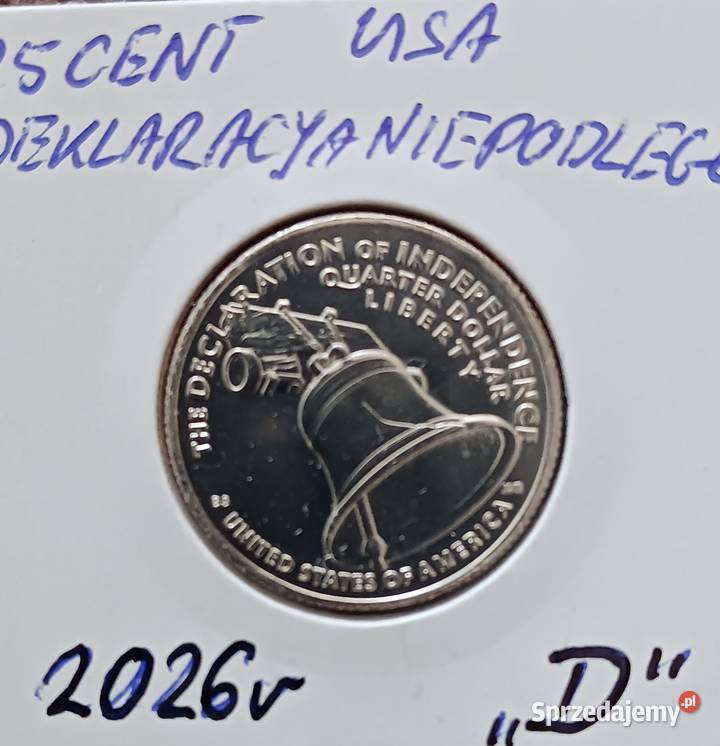 25 centów USA 2026 r 250 r Powstania USA dzwon Numizmatyka Konin