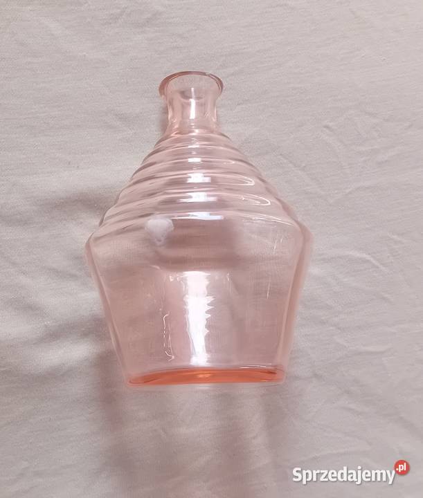 Różowa karafka art deco huta Dąbrowa katalogowy