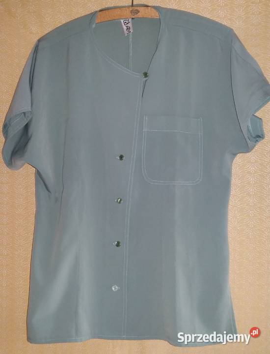 Zielona bluzka w serek z dekoltemKrótki rękawM