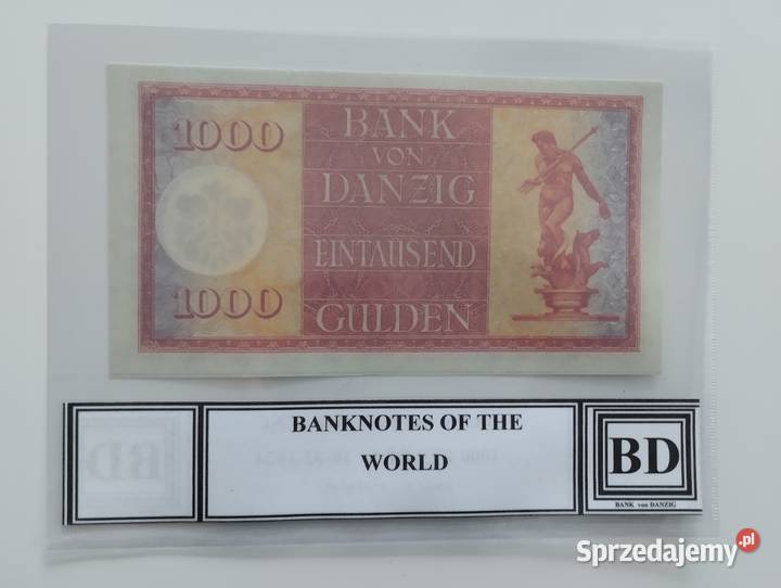 WOLNE MIASTO GDAŃSK 1000 gulden 1924 UNC seria F Numizmatyka Białystok