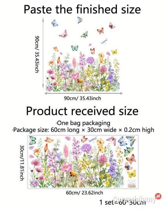 Naklejki na Okno Kwiatki Ręcznie Malowane 60 x Płock