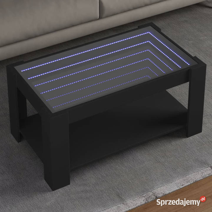 Stolik kawowy z LED czarny 93x53x45 materiał Warszawa