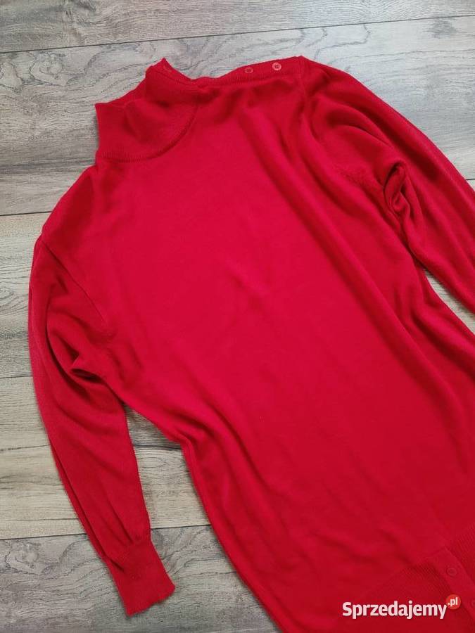 Sukienka z dzianiny 40 42 Czerwona Vintage Midi Jasło