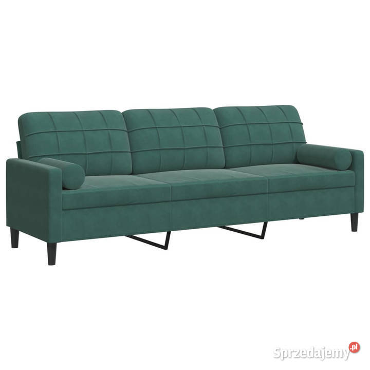 3osobowa sofa z poduszkami ciemnozielona 210 mazowieckie Warszawa