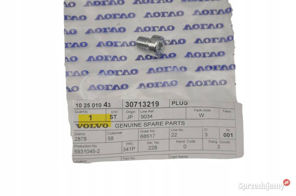 VOLVO S60 V60 XC60 korek spustu oleju automat OE