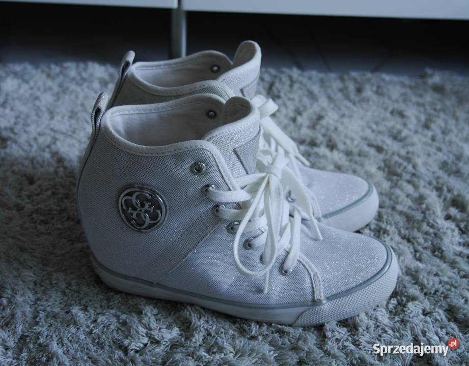 Guess świetne trampki drobinki koturn 36