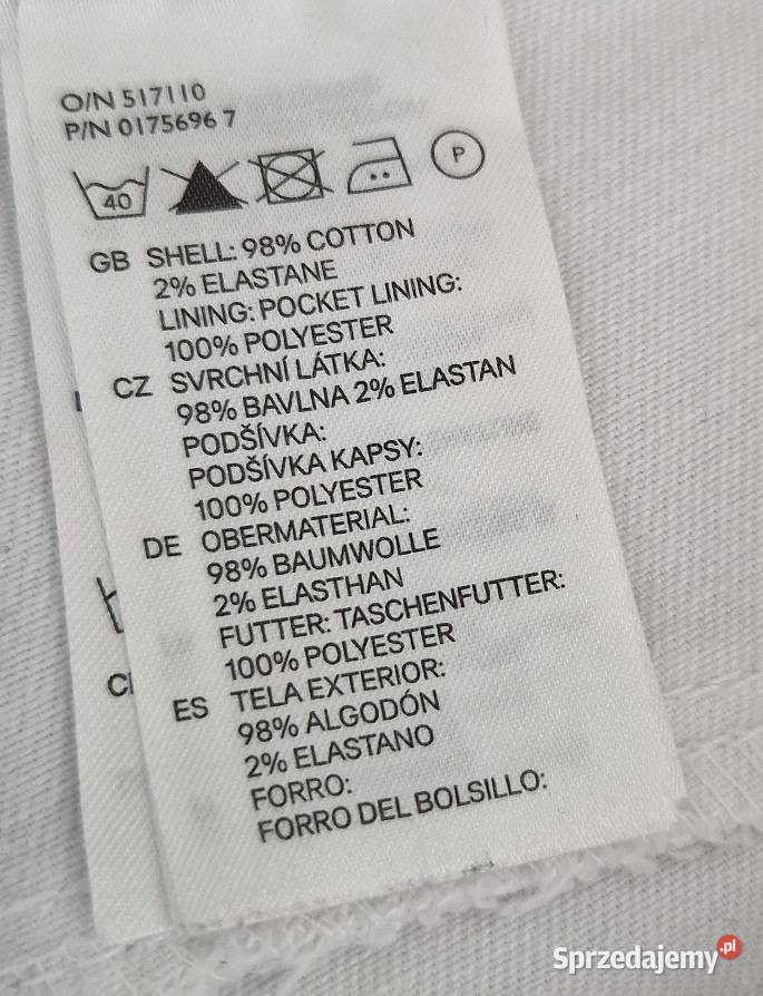 spodnie jeansy r 40 L białe HM z haftem kwiaty Spodnie
