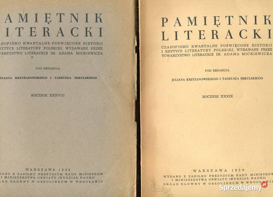 Pamiętnik Literacki Rocznik XXXVIII XXXIX zachodniopomorskie Szczecin