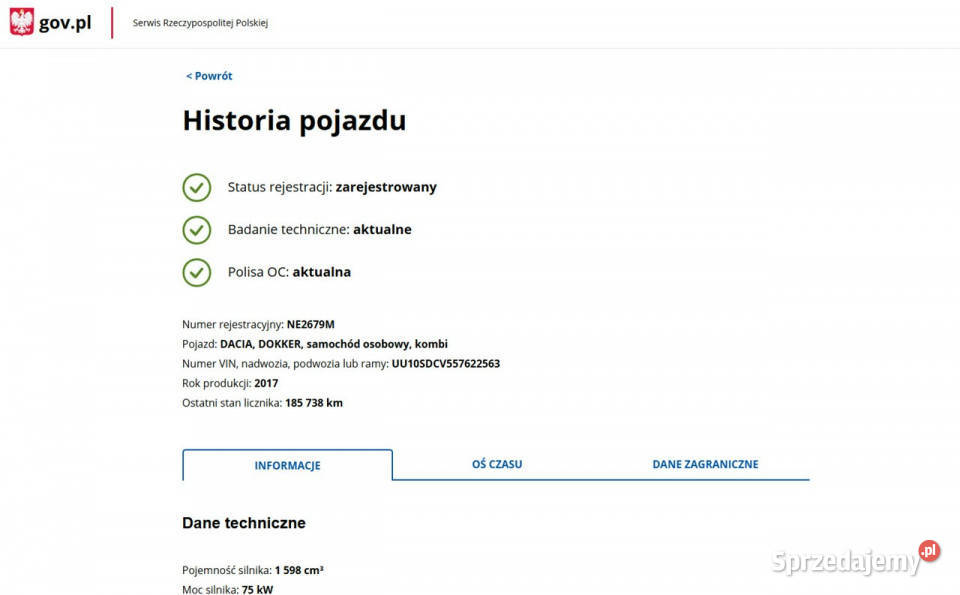 Dacia Dokker Benzyna Zarejestrowany Ubezpieczony Elbląg
