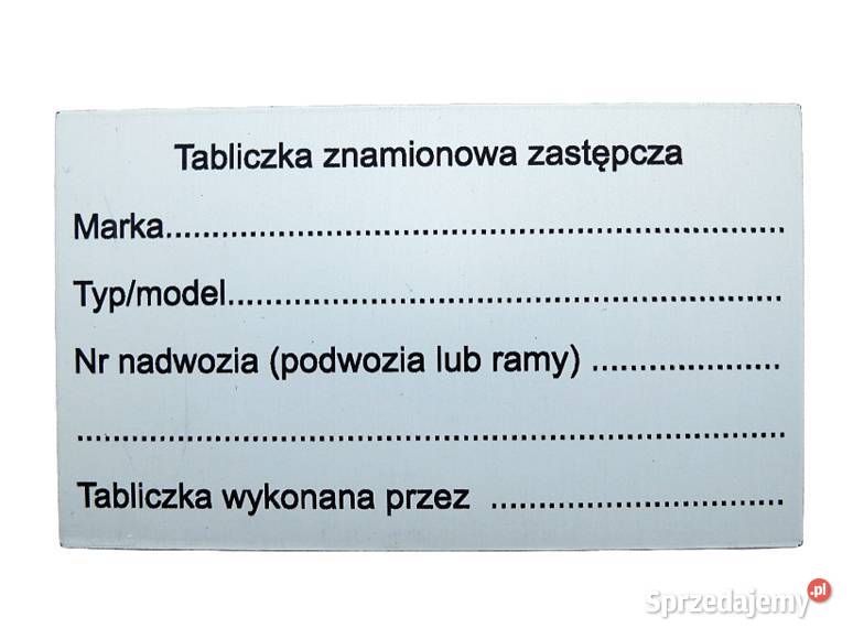 Tabliczka znamionowa zastępcza 10 UNIWERSALNA Chynów