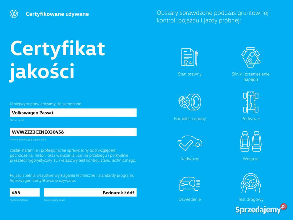 Volkswagen Passat Bezwypadkowy Salon Polska światła przeciwmgielne Łódź sprzedam