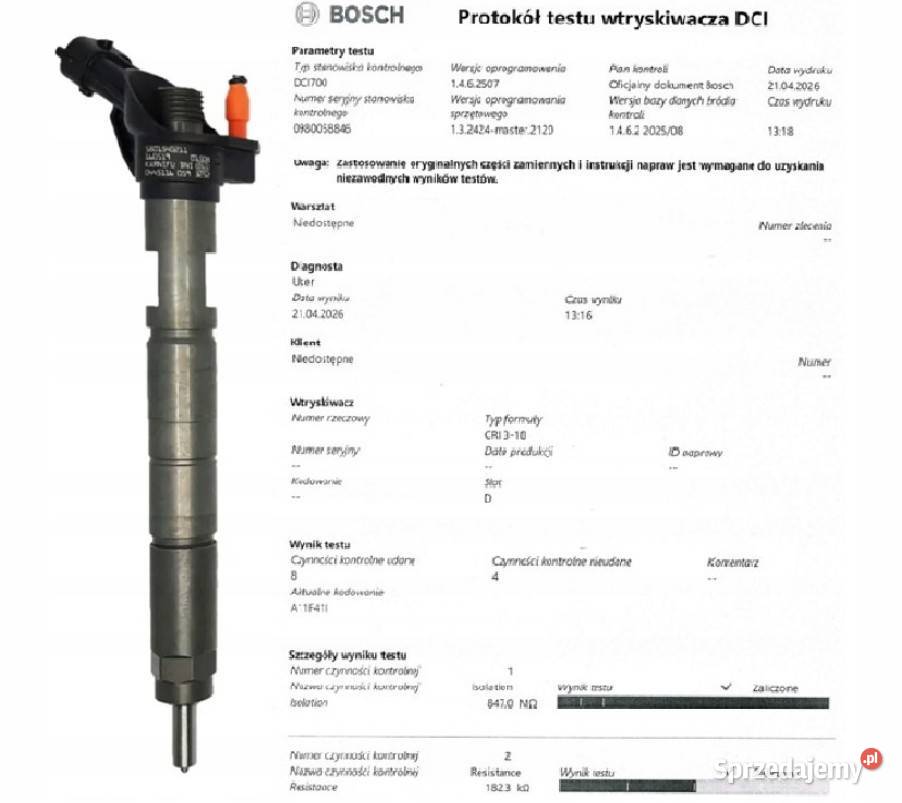 Wtryskiwacz BOSCH 0445116059 do JUPER DUCATO kujawsko-pomorskie Bladowo