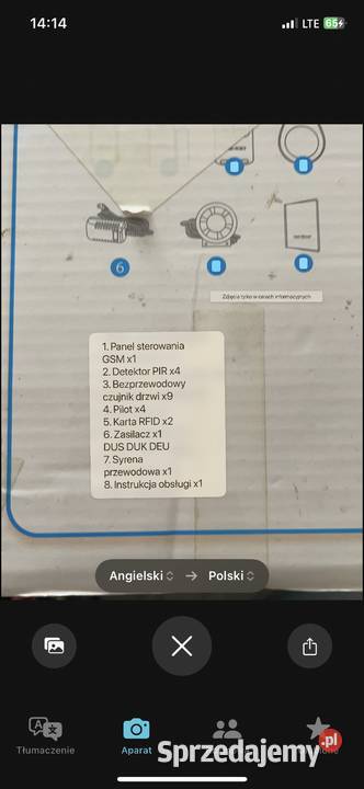 Zestaw alarmowy bezprzewodowy GSM czujniki ruchu Bydgoszcz