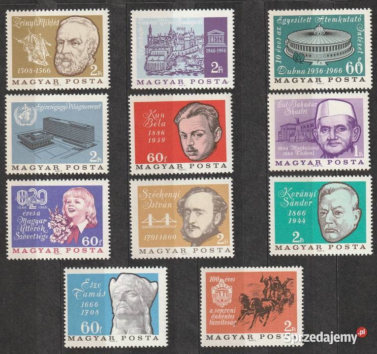 WĘGRY POSTACIE 1966 CZYSTE Łódź